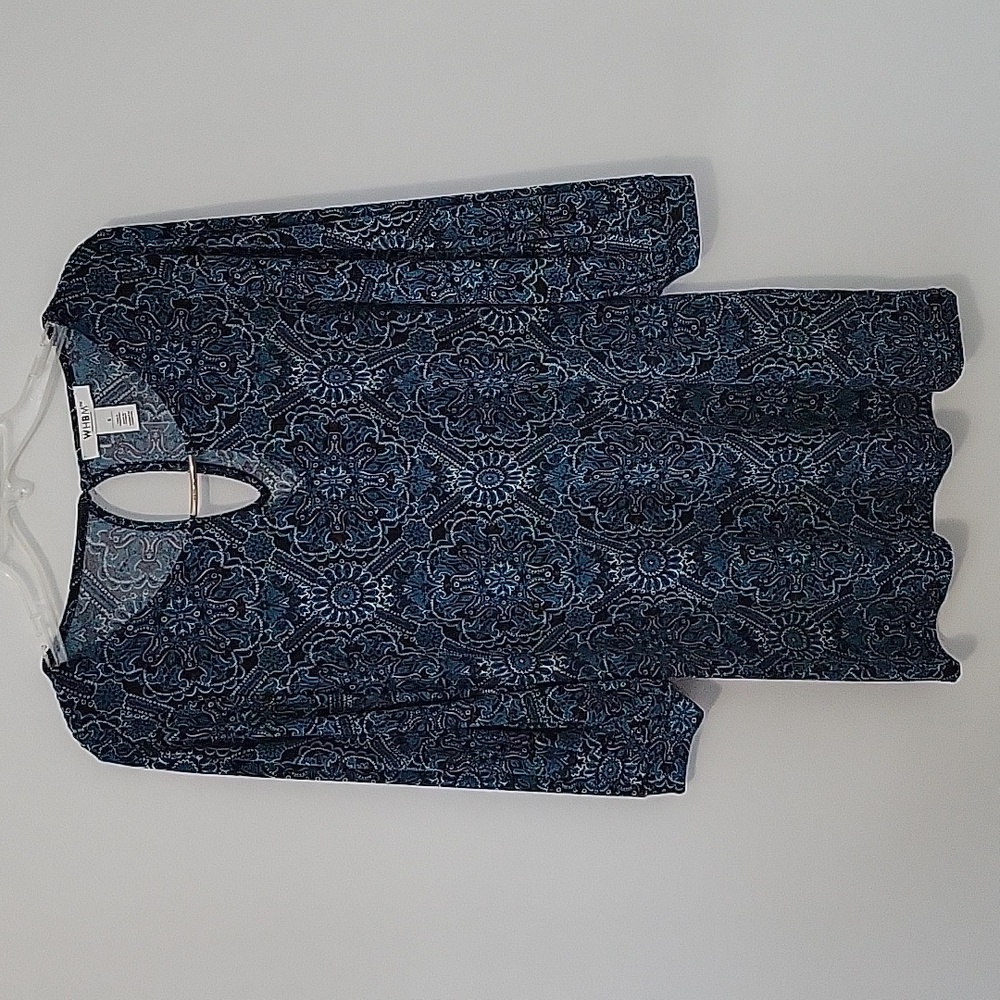 White House Black Market Teal And Black Tunic, Size Small